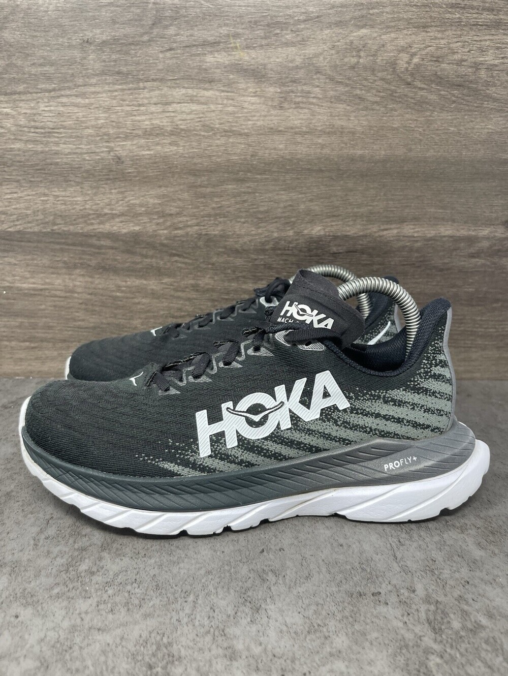 HOKA Mach 5 Black Castlerock Womens Size 7.5 PROFLY+ Running Walking Shoes